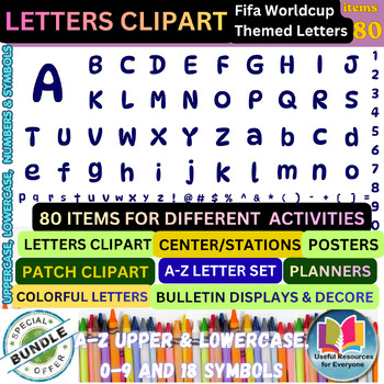 Blue Alphabet Clipart Bundle | Bulletin Board Letters | Blue Letters & Numbers P
