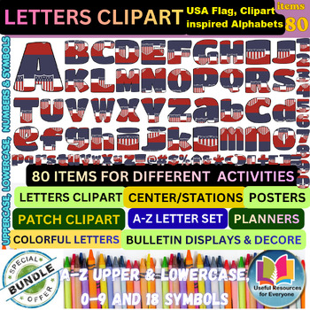 American Flag Bulletin Board Letters | Patriotic Alphabet Clipart & Numbers PNG