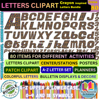 Premium Crayon Inspired Letters Clipart Mega Bundle | 80-Piece Artistic Classroo