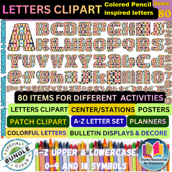 Premium Colored Pencil Shards Alphabet Clipart Mega Bundle | 80-Piece Geometric