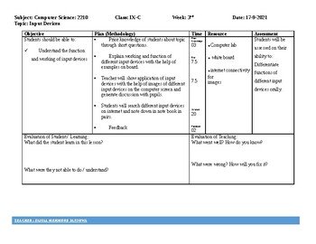 Input Devices (Computer Science, ICT, IT) Editable Excellent daily lesson plans Input Devices (Computer Science, ICT, IT) Editable Excellent daily lesson plans
