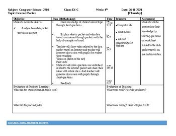 Internet Packet (Computer Science, ICT, IT) Latest Editable daily lesson plans Internet Packet (Computer Science, ICT, IT) Latest Editable daily lesson plans