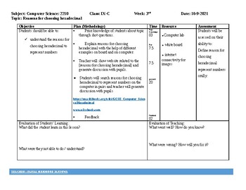 Reasons for choosing hexadecimal  (Computer Science, ICT, IT) Editable Plans