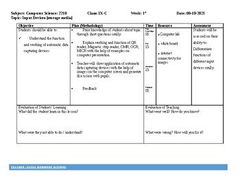 Input Devices [storage media]- (Computer Science, ICT, IT) Editable lesson Plan