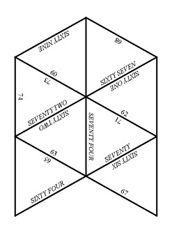 60-74 numbers matching (Math-English) Interesting assessment/test/ homework