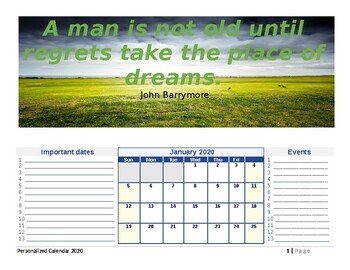 Calendar/ Planner 2020. Editable Calendar/ Planner. You can edit style & Layout