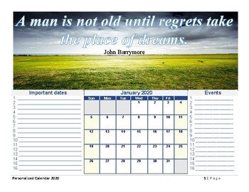 Calendar/ Planner 2020. NON-Editable Calendar/ Planner. You cannot edit & Layout