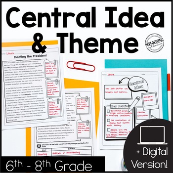Main Idea Central Idea Lesson Plans PPT Worksheets Google Form Quiz