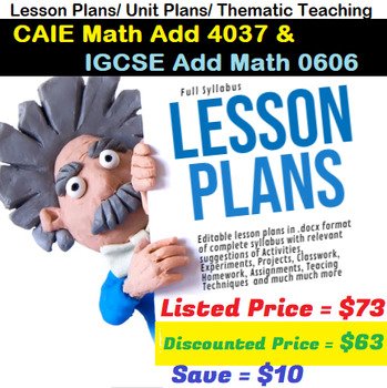 Lesson/Unit plan CAIE Additional Mathematics 4037 & IGCSE 0606 Full New Syllabus Lesson/Unit plan CAIE Additional Mathematics 4037 & IGCSE 0606 Full New Syllabus