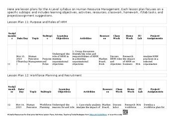 2 Human resource management (AS Level) AS and A Level Business 9609 Lesson Plans