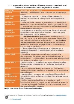 🎯 Approaches that combine different research methods and evidence – Sociology O Level 2251 & IGCSE 0495 Lesson Plans / Unit Plans / Thematic Lesson Plans