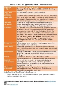 🎯 1.3.4 Types of Question – Sociology O Level 2251 & IGCSE 0495 Lesson Plans / Unit Plans / Thematic Lesson Plans