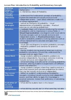 🎯 Elementary Ideas of Probability – O Level Statistics 4040 Lesson Plans / Unit Plans / Thematic Lesson Plans