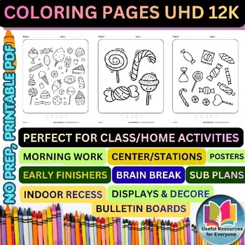 Candy Coloring Pages | 50 Printable Sweet Treat Dessert Bakery Food Art Celebrat
