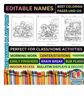 Editable Picnic Coloring Pages | Personalized Name Practice Worksheets | 50 Prin Editable Picnic Coloring Pages | Personalized Name Practice Worksheets | 50 Prin