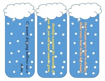 rain themed book tag at A4 size paper. NON-Editable tags with quotations.